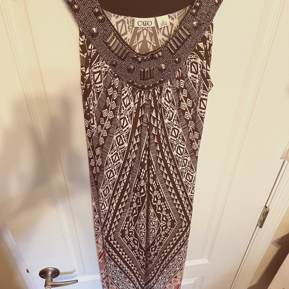 Cato-Small maxi Dress-embellished neck line, beads - Picture 2 of 11